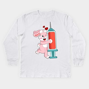 Rabbit Nurse Syringe Kids Long Sleeve T-Shirt